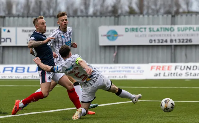 Calvin Miller scores for Falkirk against Dunfermline Athletic