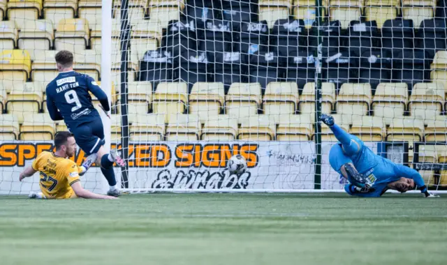 Jack Hamilton scores for Raith Rovers against Livingston