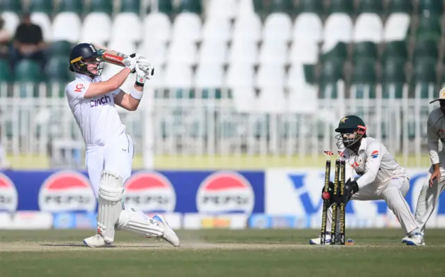 Jamie Smith is bowled by Sajid Khan