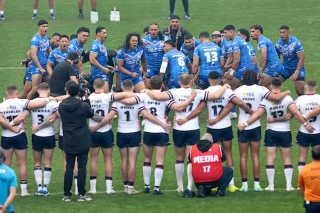 Samoa players perform the Siva Tau