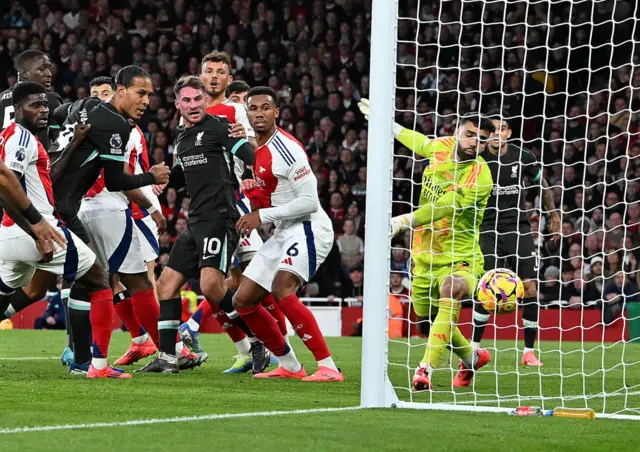 Van Dijk heads home in the middle of a packed six yard box to equalise