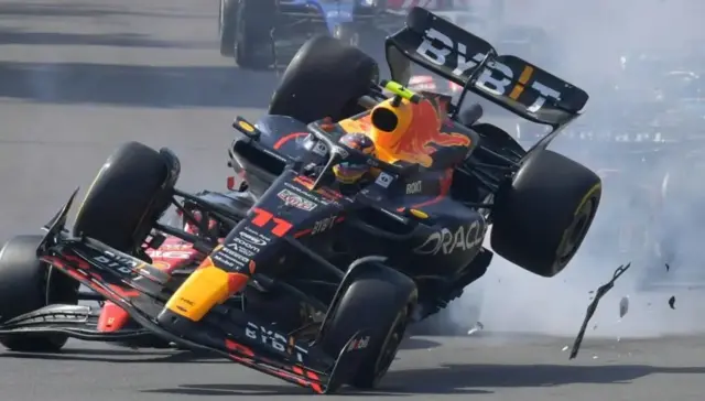 Sergio Perez crashes out of the Mexico Grand Prix in 2023