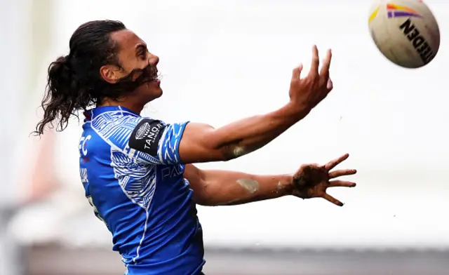 Jarome Luai of Samoa celebrates