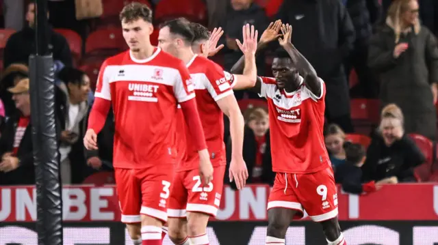 Emmanuel Latte Lath celebrates his winner against Sheffield United