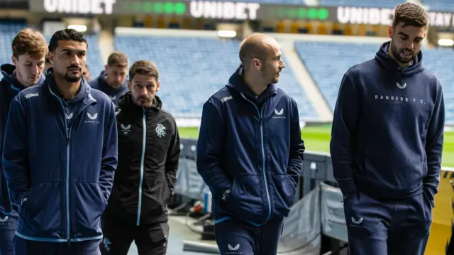 Rangers players at Ibrox