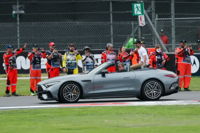 Brad Pitt at the Mexico Grand prix, filming for his F1 movie