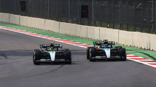 Mercedes drivers George Russell and Lewis Hmailton