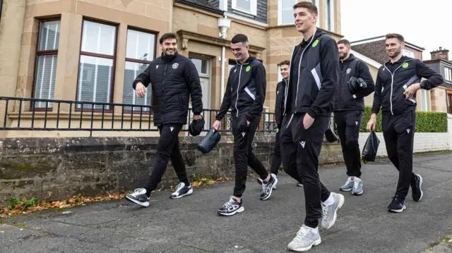 Motherwell players approach Fir Park