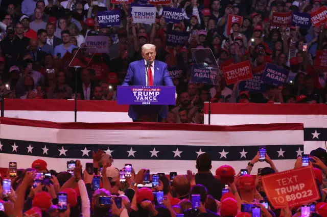 Donald Trump on the stage at Madison Square Garden