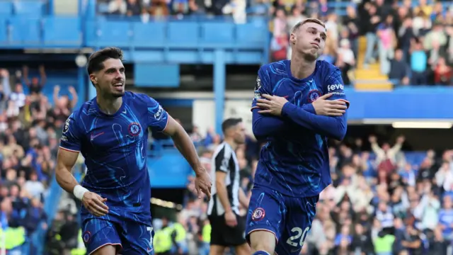 Cole Palmer celebrates scoring for Chelsea against Newcastle