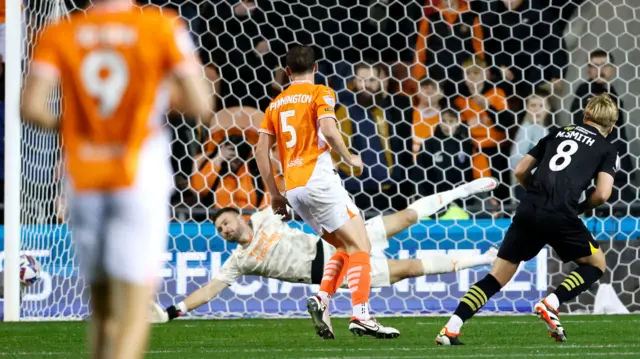 Matt Smith's scores Wigan second goal at Blackpool.