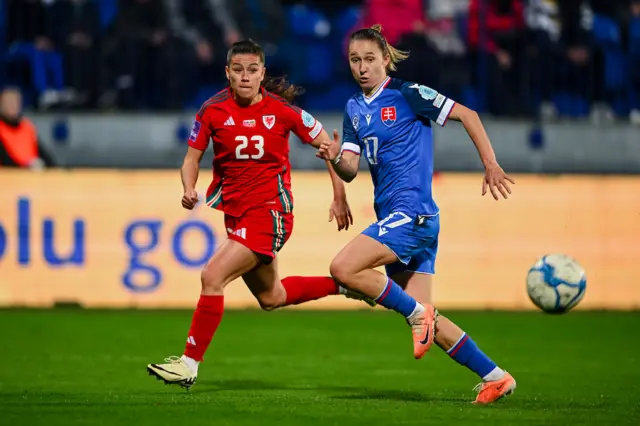 Ffion Morgan in action in Slovakia