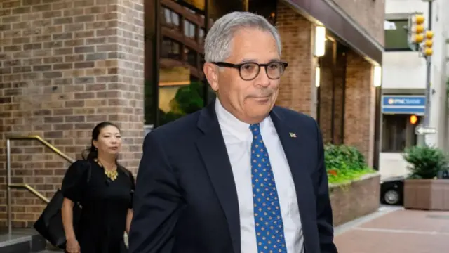 District Attorney of Philadelphia Larry Krasner is seen leaving Fox 29's "Good Day" at FOX 29 Studios on August 24, 2023 in Philadelphia