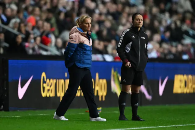 Sarina Wiegman on the sideline