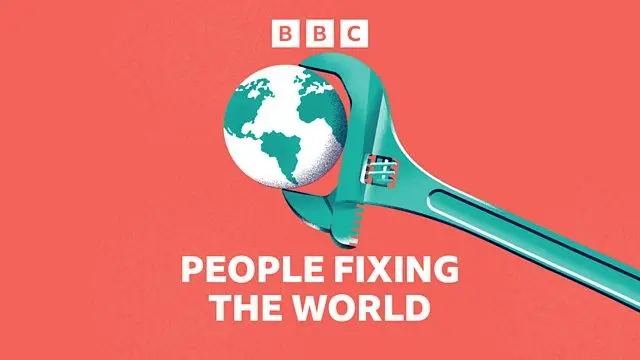 The graphic for People fixing the world. It contains a cartoon image of the globe inside a spanner.