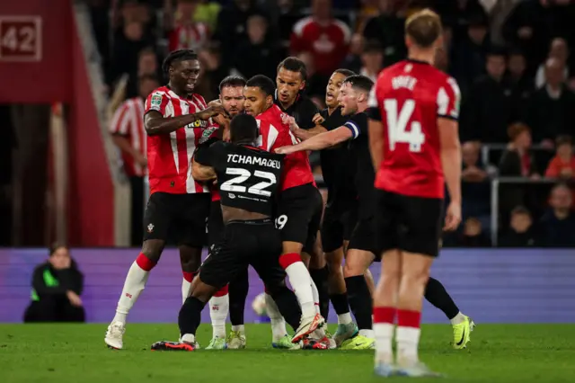 Southampton v Stoke scuffle