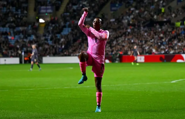 Thembi Kgatlana of South Africa celebrates scoring her team's first goal