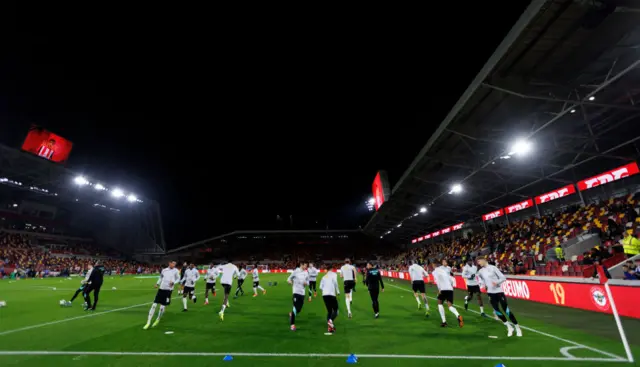 Sheffield Wednesday players warming up