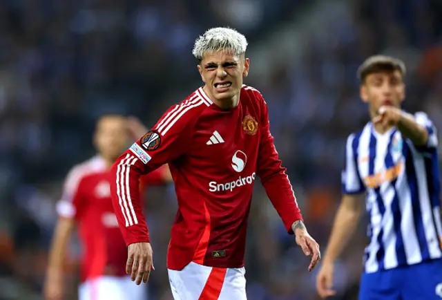 Alejandro Garnacho of Manchester United reacts