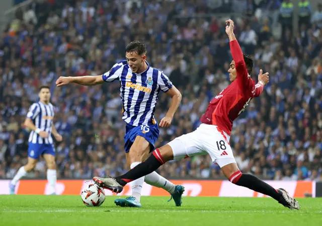 Nico Gonzalez of FC Porto is challenged by Casemiro