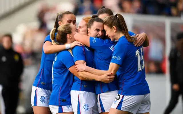 Rangers players celebrate