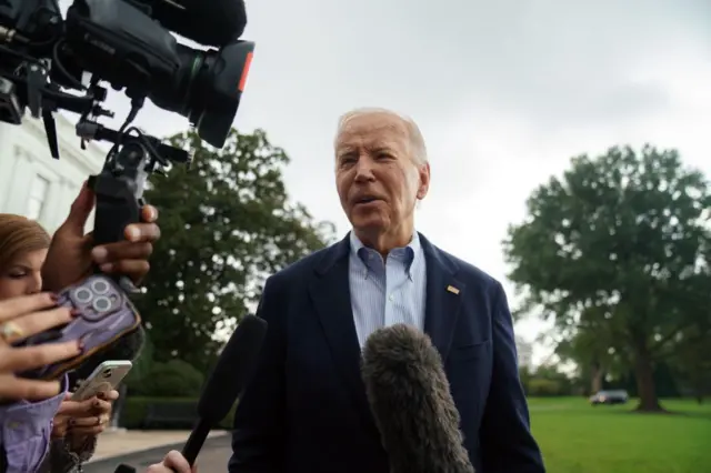 US President Joe Biden speaks to the media from the White House