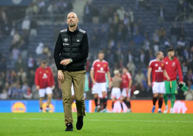 Erik ten Hag, Manager of Manchester United, reacts