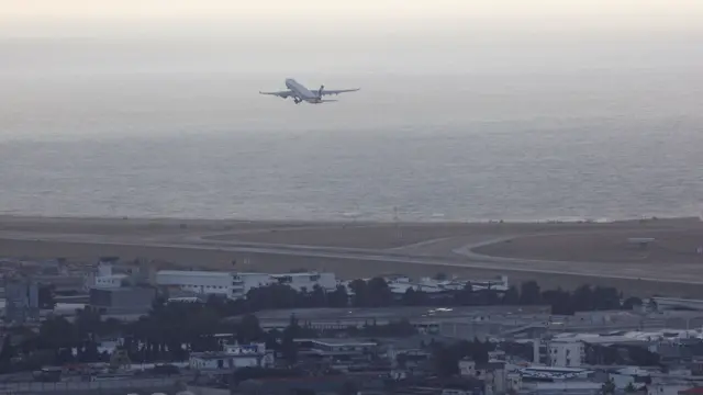 A plane taking off at Beirut airport