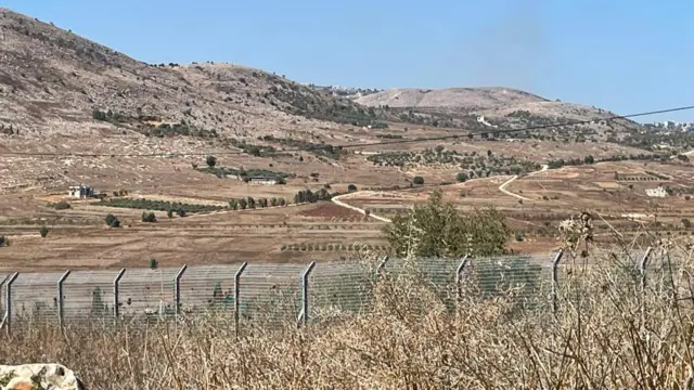 View across Lebanon border fence