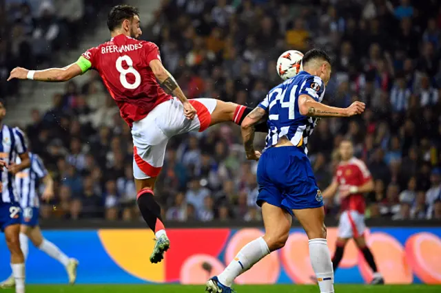 Bruno Fernandes fouls FC Porto's Argentine defender Nehuen Perez