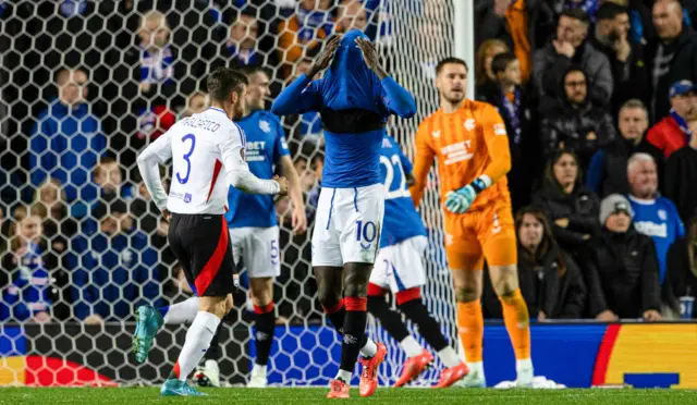 A dejected Mohamed Diomande as Lyon's Malick Fofana scores to make it 4-1