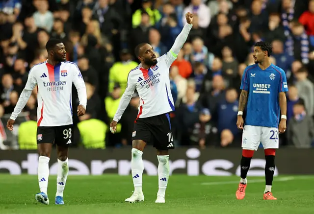 Alexandre Lacazette of Olympique Lyonnais celebrates