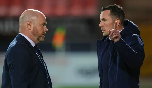 Ross County head coach Don Cowie and chief executive Steven Ferguson pre-match