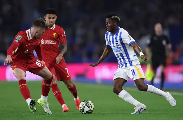 Simon Adingra of Brighton & Hove Albion runs with the ball