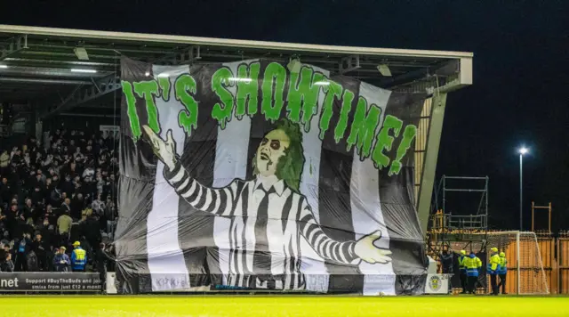 St Mirren fans unveil a huge Halloween banner