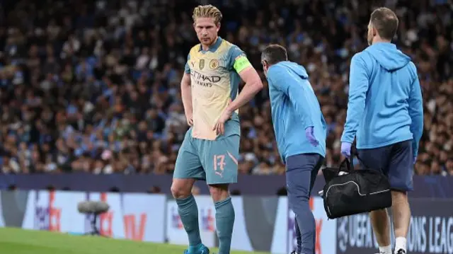 Kevin De Bruyne of Manchester City looks on