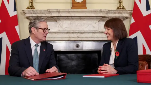 Britain's Prime Minister Keir Starmer meets with Britain's Chancellor of the Exchequer Rachel Reeves