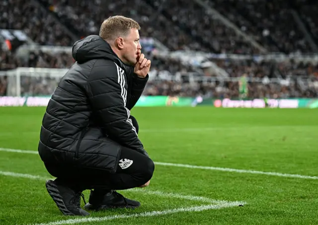 Newcastle United head coach Eddie Howe looks on