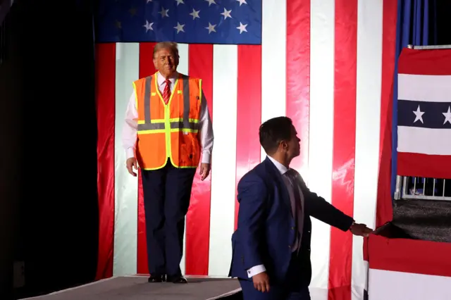 Donald Trump in a hi-vis vest