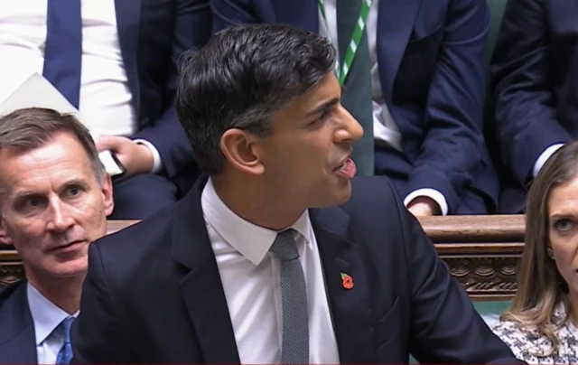 Rishi Sunak speaking in the Commons