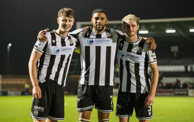 St Mirren goalscorers Mark O'Hara, Jonah Ayunga and Scott Tanser