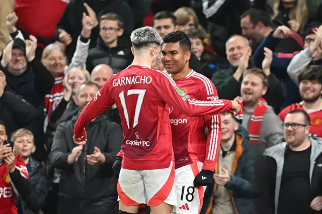 Casemiro of Manchester United celebrates with Garnacho