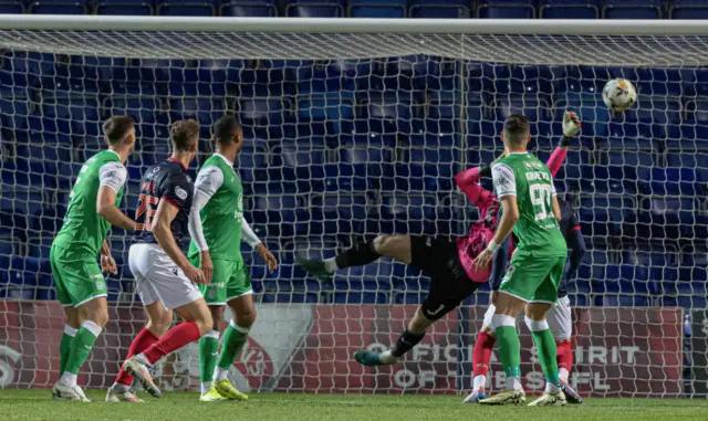 Bursik saves from White's header