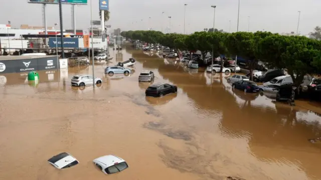 Cars submerged in muddy water