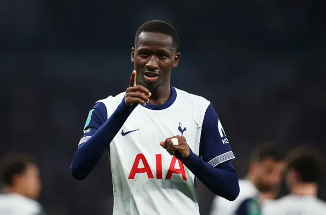 Pape Matar Sarr of Tottenham Hotspur celebrates