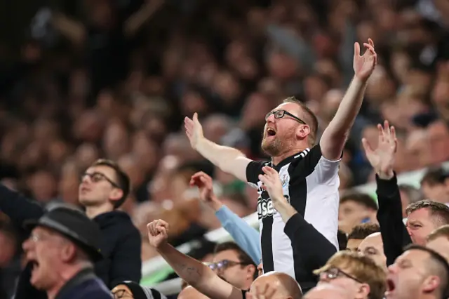 Fans of Newcastle United show their support