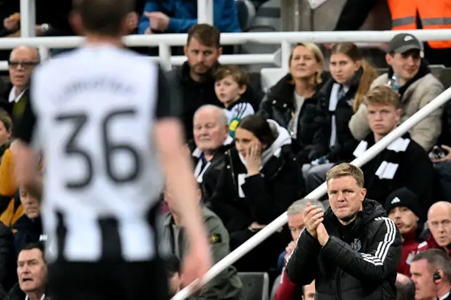 Eddie Howe watches the players from the touchline