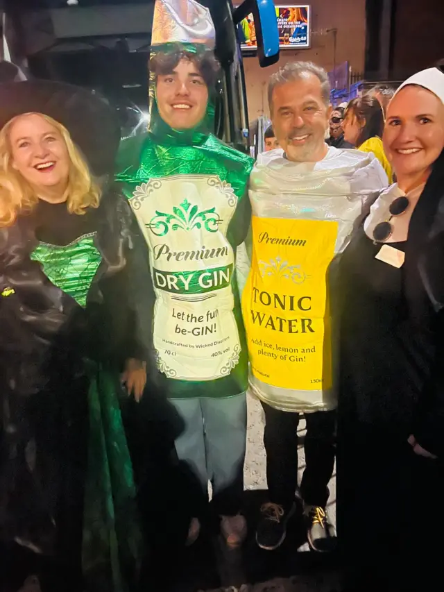 two men and two women in facny dress at derry halloween