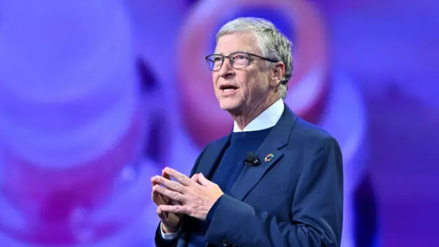 Bill Gates speaks on stage during the annual Goalkeepers NYC event,