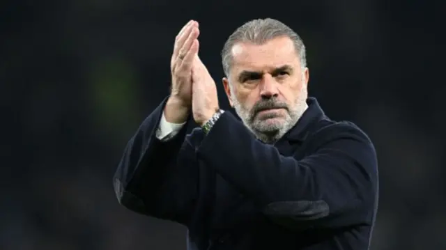 Manager Ange Postecoglou applauds the Tottenham Hotspur fans